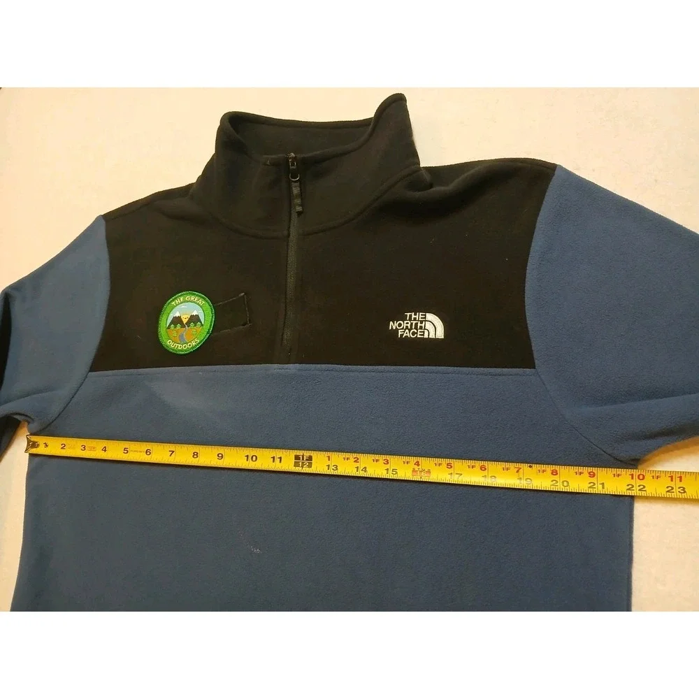 The North Face Glacier 1/4 Zip Fleece Jacket Men Medium Blue Black Pullover